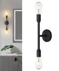 Two Light Vanity Sconce in Matte Black, Double Wall Light for Hallway Kitchen Bathroom installed next to bathroom mirror