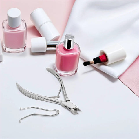Stainless steel nipper and 10 Pack Stainless Steel Nail Clipper Replacement Springs for fingernail and toenail trimmers on table.