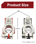 Straight Swap Two Piece Car Battery Terminal Connector Kit For Sedans Vans And Trucks Top Post Clamps showing dimensions and sizes.
