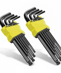 Heavy Duty Hex Key Wrench Set Made From S2 Alloy Steel With L-Shape Design For Furniture Assembly And Bike Repair Plus 9-Piece Tool Kit To Make Any Job A Breeze, yellow holder