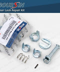 Door Lock Cylinder Repair Kit For BMW E46 3 Series M3 1998 To 2006, zinc alloy 7-piece parts including springs, clips, and pins.