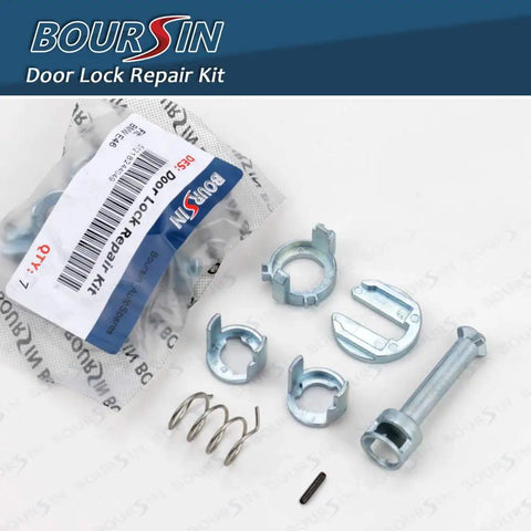 Door Lock Cylinder Repair Kit For BMW E46 3 Series M3 1998 To 2006, zinc alloy 7-piece parts including springs, clips, and pins.