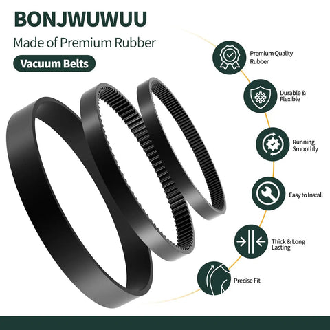 Ultimate 3In1 Belt Replacement Kit For Bissell ProHeat 2X Revolution Pet Carpet Cleaners Fits Models 1986 1548 1551 2007 And More Replaces Parts 1606428 1611129 1611130 With Flat Pump Brush Gear Belts Included. Three black rubber vacuum belts