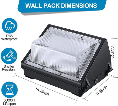 Beefed Up 150W Outdoor LED Wall Pack Light Delivers 20,000 Lumens Replacing 1000W HID 5000K Daylight Security Lighting Dimensions
