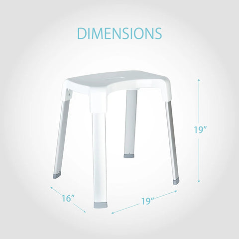 Indoor Shower Bench With Extra Large Non Slip Seat And Spa Vibe At Home Rustproof Aluminum Legs Waterproof Stool measurements
