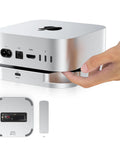 Plug And Play 40Gbps M2 NVMe SSD Enclosure For Mac Mini M4 And Pro connecting to Mac Mini with visible ports and SSD inside.