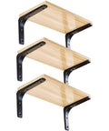 Set Of Four Heavy Duty White L Brackets Super Beefy Corner Braces For Wood Furniture And Shelves 12 Inch Rustproof installed on wooden shelves.
