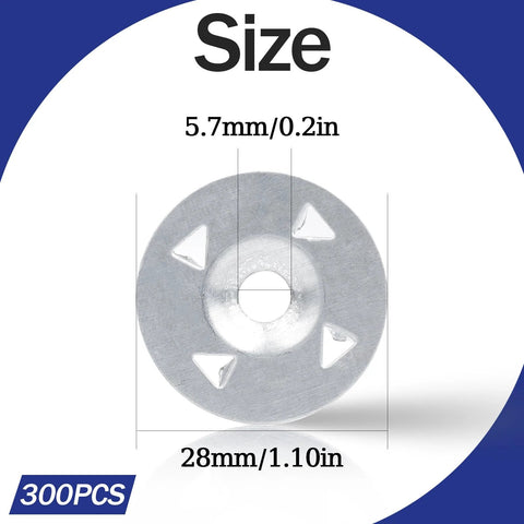 Front view: round stainless steel foam-board washer with three triangular cutouts, 28mm outer diameter, 5.7mm hole; 300pcs