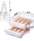 Large Capacity Egg Storage Box For Refrigerator With 2 Drawers, Clear Plastic Egg Holder Keeps Up To 32 Eggs Fresh In Fridge