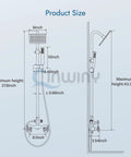 Technical diagram of Wall Mount Outdoor Shower Kit With Chrome Rainfall Head And Handheld Spray, showing dimensions and layout.