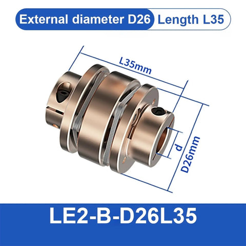 Heavy Duty Flexible Flange Coupling For 3d Printer Motors With Aluminum Diaphragm Joints And Universal Cardan Shaft Adapter That Fits D26 D35 Sizes, showing D26 size with dimensions.