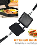 Durable Aluminum Grilled Sandwich Maker For Stovetop Use with a double-sided grill and non-stick surface for easy cooking.