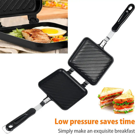 Durable Aluminum Grilled Sandwich Maker For Stovetop Use with a double-sided grill and non-stick surface for easy cooking.