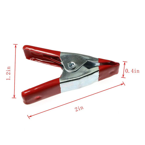 Red 10 Piece 2 Inch Stainless Steel Spring Clamps Set Crocodile Clips Heavy Duty Jaws Open With Vinyl Tips Ergonomic Grip For Electrical Projects DIY Soldering And Multi Purpose Metal Clips, 2 in