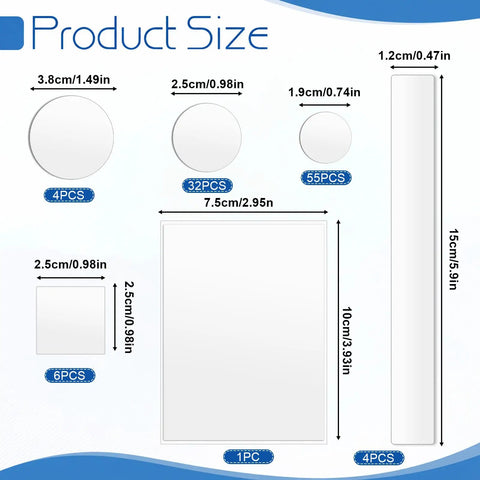 Anti Slip Silicone Pads For Glass Tables With 132 Pcs Adhesive Dots And Grippers size chart with dimensions 1.9cm to 15cm
