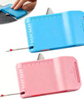 Pro Grade Magnetic Seam Guide For Sewing Machines With Built In Seam Ripper And Edge Guide 2 Pack in pink and blue.