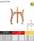 Non Sparking Gear Puller with 2 Jaws and 2 Legs in Beryllium Copper for Hydrogen Environments, 250mm Reach