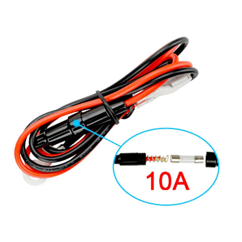 Blue Dual Port PD And QC 3.0 Fast Car Charger With Bright LED Voltmeter wiring module with 10A fuse and color-coded wires.