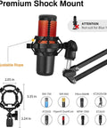 Heavy Duty Microphone Stand With Adjustable Quad Boom Arm Studio Mic Boom Windscreen Double Layer Pop Filter Shock Mount