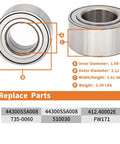 Diagram of 2 Pack Front Wheel Bearing Hub Assembly 510030 Left and Right For Acura Integra 1994 to 2001 with dimensions and replace parts