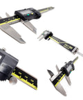 Close-up of 6 Inch Absolute AOS Caliper with Ultra High Resolution 0.0005 Inch and 0.01 Millimeter for precise measurements
