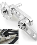 Silver Bike Chain Tensioner With Derailleur Hanger Chain Guide For Folding Bikes, Single Speed, 10mm Rear Axle, Aluminum Alloy