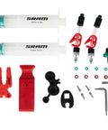 Disc Brake Bleed Kit V2 For DB8 And Maven Hydraulic Disc Brakes Without Mineral Oil Pro Grade Tool Set shown with tools and syringes