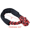 Four Piece Intertwine Black And Red Soft Shackle Rope Set With Protective Sleeve For Off Road Recovery And Towing 38000 Lbs Breaking Strength