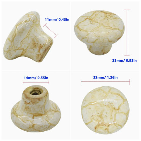 10 Pack Handcrafted Ceramic Cabinet Knobs Featuring Gorgeous Granite Marble Finish Top Shelf Vintage Design Solid As A Rock Build Includes Three Screw Lengths in various sizes