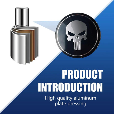 Step Up Your Daily Ride With These Heavy Duty Black Metal Skull Car Wheel Center Caps Rocking A Durable 2.2 Inch Hub Cover That Mounts Snug And Drops Some Sick Attitude On Every Rim. Close-up of black skull wheel center cap featuring high-quality aluminum material.
