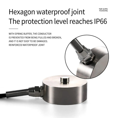 Bellows Type Single Point Load Cell Sensor For Precise 0.2 Percent Accuracy In 0 To 100 Kg Range, 51mm By 25mm Diameter, 3m Cable, Test Compression Force Weight Pressure Sensor, High Performance, IP66 waterproof joint