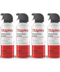 Four-pack of Staples Electronics Duster with easy-to-use nozzle for Pro Grade 10 Oz Compressed Air Duster For Electronics And Office Gear Easy To Use Nozzle To Blast Dust From Keyboards Desktops Laptops Printers Gaming Consoles And More 4 Pack