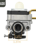 Front view of Carburetor Kit Replacement For MTD Cub Cadet WS410 WS4200 E410 E405 C410 C405 Engines And Troy Bilt TB304S TB304H TB304 Engine Models Budget Friendly Durable Fit Easy Install showing size dimensions.