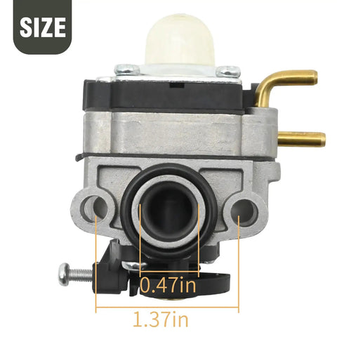 Front view of Carburetor Kit Replacement For MTD Cub Cadet WS410 WS4200 E410 E405 C410 C405 Engines And Troy Bilt TB304S TB304H TB304 Engine Models Budget Friendly Durable Fit Easy Install showing size dimensions.