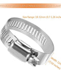Twenty Pack Beefy Stainless Steel Hose Clamp Set, Adjustable From Seven Eighths Inch To One And A Quarter Inch, 304 Grade Worm Gear Clamp