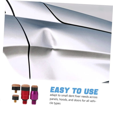 Paintless Dent Repair Kit 4 Piece With Quick Change Tools And Metal Tips For Auto Body, Portable Dent Fixer For Hail Dents, Door Dings, Hood Sheet Metal Repair, Pro Grade Knock Tool Set, dented car panel and metal tips