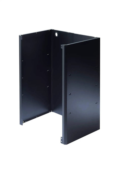 Side view of 24 Inch Garage Wall Storage Cabinet With Heavy Duty 22 Gauge Steel Wall Mount Design Adjustable Shelf Reversible Door For Tool Storage Cleaning Supplies And Small Gear In Black