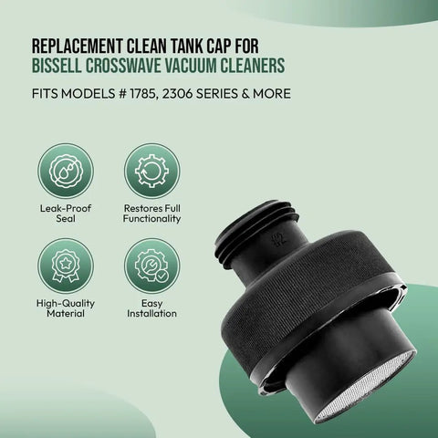 Tank Cap Replacement For CrossWave Vacuum Cleaners 1785 1785A 3888A And More, black sealed plastic tank cap