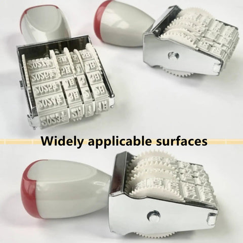 Slick Ergonomic Rubber Date Stamp With Comfortable Grip And Multifunctional Design For Scrapbooking And Office Documents shown from multiple angles.