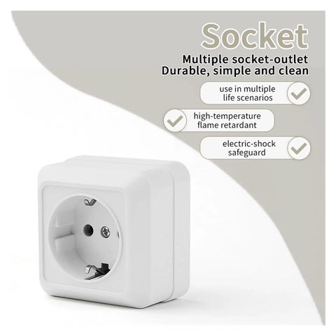 Heavy Duty White Wall Outlet Socket With Ground Wire Switch 16A 220V EU Standard 2 Gang 1 Way Fire Resistant Plastic Electrical Plug For No Sweat Wiring side view showing durable design and flame retardant features.