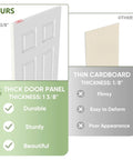 Comparison of thick 48 By 80 Inch Raised Textured Six Panel Bypass Hollow Core White Primed Sliding Closet Door with cardboard panel