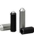 Built Tough 304 Stainless Steel Spring Ball Plunger Set Screws M8 X 40Mm Hex Socket Allen Drive Grade 12.9 Black screws in various finishes.