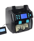Professional Counterfeit Detector Bill Sorter Keeps Your Dough Safe With Automatic Cash Counter Machine For Mixed Denominations showing screen and cash.