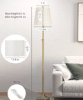 Modern Floor Lamp With Dimmable 9W LED 3 CCT Color Temp Pull Chain Adjustable 58 To 65 Inch Height Dual Linen Shades Beige Cone And Drum