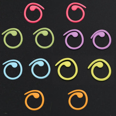 Colorful spiral stitch markers from 22 Piece Aluminum Cable Needles And Stitch Holders Kit With Safety Pin Cable Stitches Hook