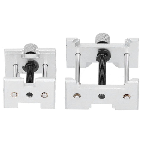 Two Sizes Included Steel Watch Movement Holder Base For Precision Repair Pro Grade Setup, silver color, side by side
