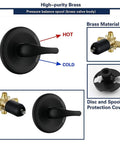High-purity brass valve body with black hot and cold disc from Black Shower Faucet Set With Tub Spout And Handheld Showerhead Built For High Pressure With 35 Settings Dual 2 in 1 Shower Combo System Including 3 Way Diverter Trim Kit And Rough In Valve
