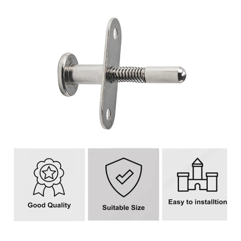 Dead Simple Spring Loaded Plunger Latches 2 Pack Rock Solid Stainless Steel Quick Release Cabinet Door Heavy Duty Hardware Rust Proof Furniture And Bed Locking Clamps side view of plunger latch with spring mechanism