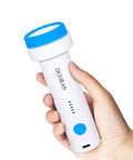 DUORAN cordless handheld vacuum pump, white with blue cap, for sealing and compressing clothes into storage bags.