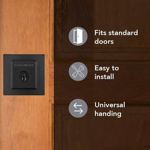 Front Door Deadbolt With SmartKey Rekey Technology And Microban Protection In Matte Black, easy install, fits standard doors